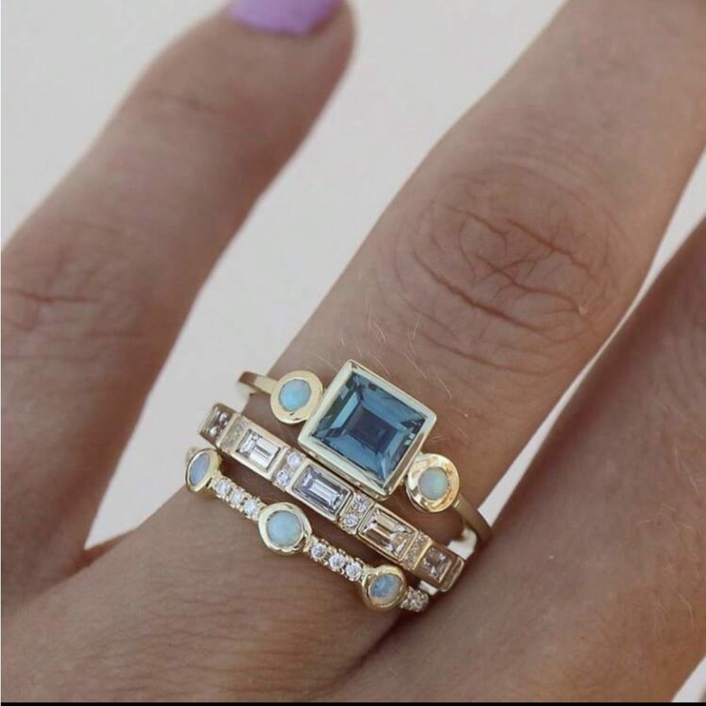 Three piece stacking gold ring set